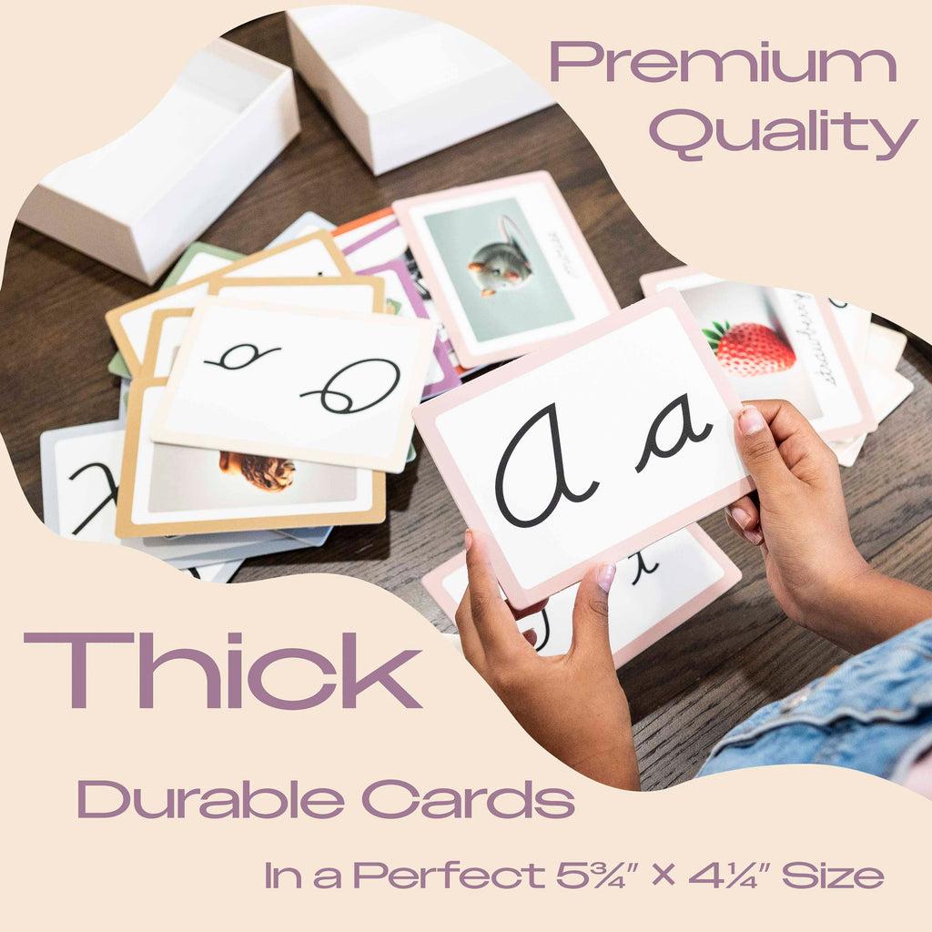 Phonics Cursive Alphabet Flash Cards by Maritas